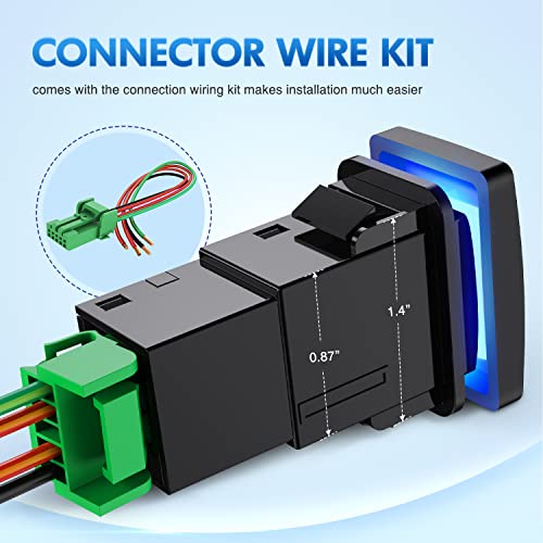 Nilight Garage Opener Push Button Switch w/Connector Wire Kit 1.28" x 0.87" - style: Garage Opener
