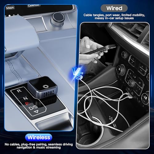 Wireless CarPlay & Android Auto Adapter, Convert Wired to Wireless - color: Dark Grey