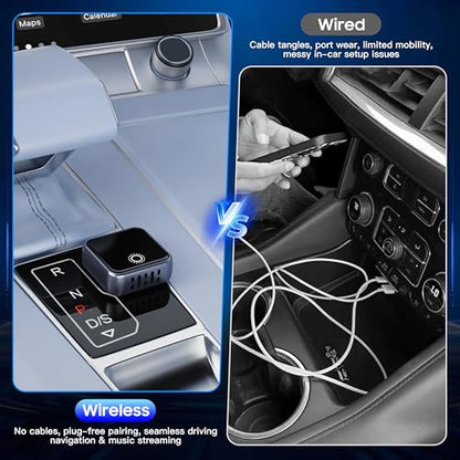 Wireless CarPlay & Android Auto Adapter, Convert Wired to Wireless - color: Dark Grey