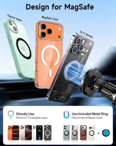 for MagSafe Car Mount Charger 15W Fast Magnetic Wireless Car Charger Holder - color: Black Air Vent Only