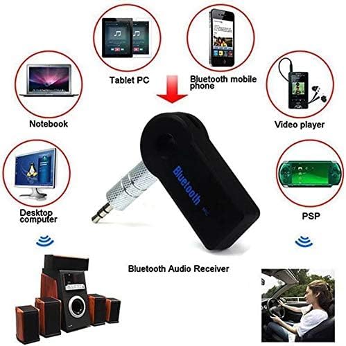 Bluetooth Receiver 5.0 Wireless Audio Receiver, 3.5mm Jack AUX car Audio Wired Headset/Home Stereo System Compatible, can be Connected to Smartphone Tablet Bluetooth, Hands-Free Compatible Microphone