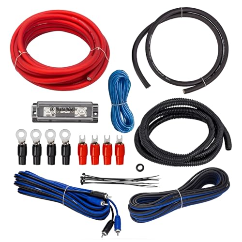4 Gauge Amp Wiring Kit by InstallGear - Complete Subwoofer Wiring Kit with Power, Ground, RCA Cables - Soft Touch CCA Cable Set for Amplifier Installation - 17ft Length - color: Red, size: 4 Gauge