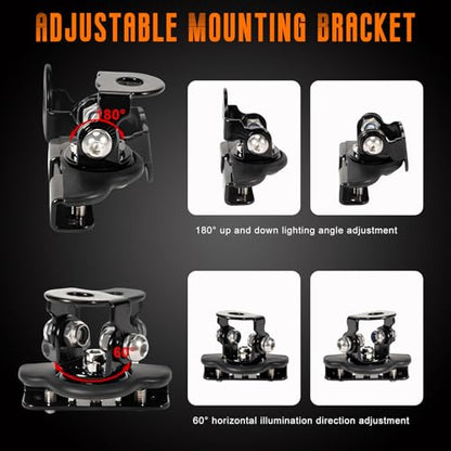 2 PCS LED Light Bar Mounting Brackets, Adjustable Car Pillar Hood Lamp Mount Holder with Hex Wrenches, Universal Work Light Bar Fixing Bracket for Off-Roads Trucks SUVs (Black) - color: Black