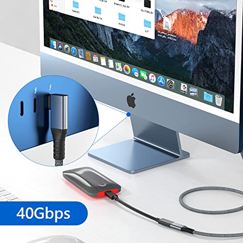 UseBean 40Gbps USB C Extension Cable 1FT, Right Angle USB 4 Extension Cable - color: Gray, size: 1ft