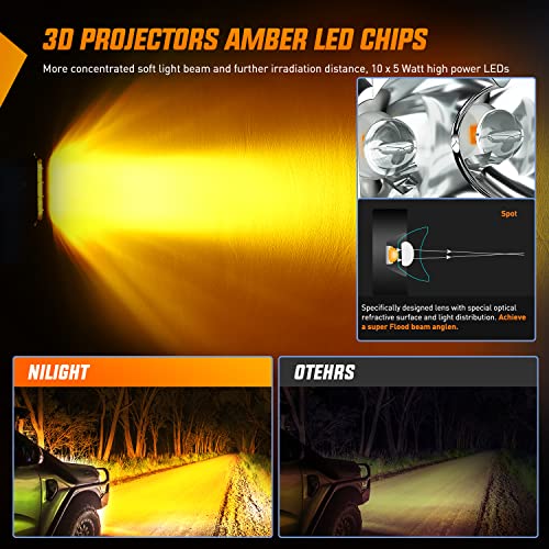 Nilight LED Light Bar Amber 2Pcs 7 Inch 30W Spot 3000LM Super Slim 3D Driving Fog Off Road Work Lights Pods for Trucks Pickup SUV ATV UTV Boat 4x4 Van Camper- 2 Style Mounting - color: Amber 30W Spot 3000LM