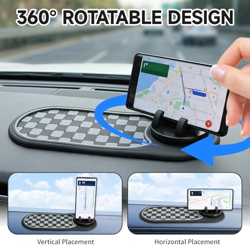 Multifunction Car Anti Slip Mat, Dashboard Phone Holder with Temporary Parking Number, Strong Grip Silicone Pad Organizer for Phones, Sunglasses, Keys and Interior Accessories