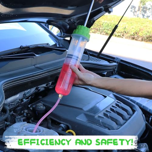 SWANLAKE 500cc Fluid Extractor & Fill Pump, Automotive Fluid Pump Extractor, Oil Change Pumps with 23'' Long Hose, 2PCS 12'' Extension Tubes, Suction Pumps for Lawn Mowers Cars - color: 500ML with Hose Green
