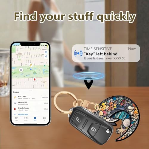 Dolphin Leather Keychain Case Holder,GPS Tacker With Keychain Ring,Stained Glass Style Access Card Scratch-Resistant,Finders Accessories For Pets, Luggage, Wallet, Backpacks - color: Dolphin