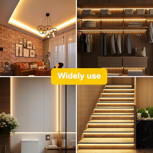 Pandery COB LED Strip Lights Warm White,24V Dimmable led Light Strip KIT with Remote and app Control,2700K 65FT/20m 8mm Wide Ra>90 Cuttable Flexible Strip Lights for Bedroom,Shelf,Cabinet - color: Warm White 2700K, size: 65FT