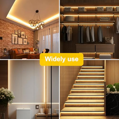 Pandery COB LED Strip Lights Warm White,24V Dimmable led Light Strip KIT with Remote and app Control,2700K 65FT/20m 8mm Wide Ra>90 Cuttable Flexible Strip Lights for Bedroom,Shelf,Cabinet - color: Warm White 2700K, size: 65FT