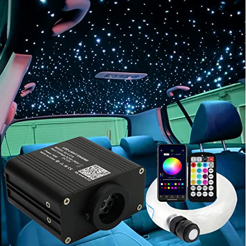 AZIMOM 16W Twinkle & Sound Activate 600pcs*0.03in*13.1ft Fiber Optic Starlight Headliner Kits for Car Home Star Ceiling Sky Decoration, APP& Remote Control Light Engine End Glow Fiber Strands - size: Standard+600pcs*0.03in*13.1ft