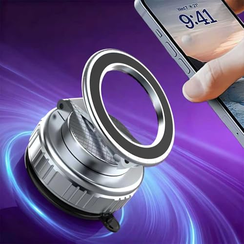 Magnetic Vacuum Car Phone Holder 360° Adjustable Foldable - color: Silver, size: GY-15B