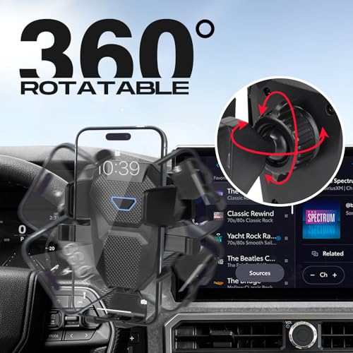 Sunsdrew Car Phone Holder for 2024 2025 Toyota Tacoma Accessories ONLY for 14-inch Screen Tacoma Phone Mount 360° Rotation Tacoma Cell Phone Holder Hands-Free Ultra Stable - size: For Tacoma