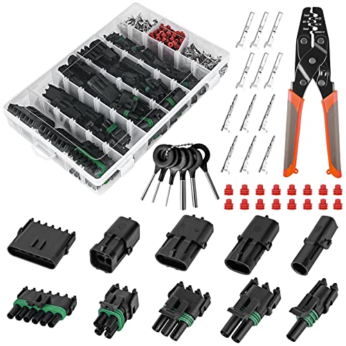 367Pcs 20 Kits Waterproof Automotive Electrical Connectors 1/2/3/4/6 Male&Female Pin 22-14AWG Wire Harness Spark Plug Connector Terminals Plug Kit Car with Wire Crimping Tool - size: 20 Kits 22-14AWG 1/2/3/4/6 Pin