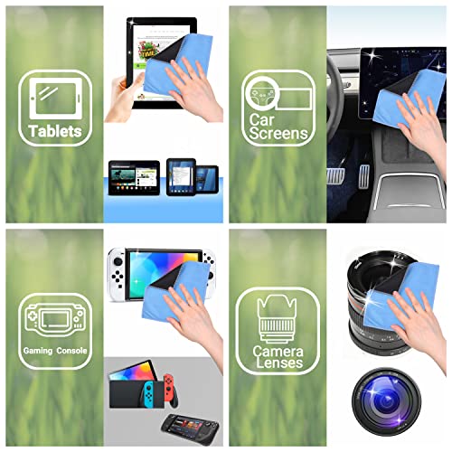 Microfiber Cleaning Cloths - 10 Pack - 6.6 x 6.2" - Double-sided Cleaning Cloths - Microfiber and Suede Cloth for Smartphones, LCD TV, Tablets, Laptop Screens, Camera Lenses and Other Surfaces - color: 10 Pack - 6.6 X 6.2" (Blue)