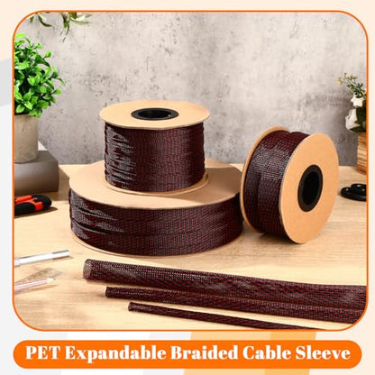 Pangda Braided Wire Loom 1'' X 300 Ft, Black-red - color: Black-Red, size: 1'' x 300 ft