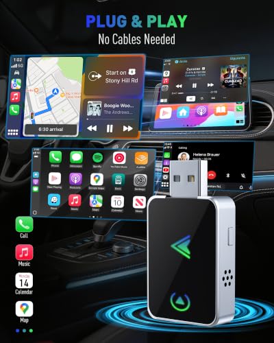Wireless CarPlay Adapter for iPhone, 2026 Upgraded 2-in-1 Android Auto CarPlay Wireless Adapter, Convert Wired to Wireless, Fast & Stable, Plug & Play, Compatible with Factory Wired CarPlay Cars 2016+ - color: Silver