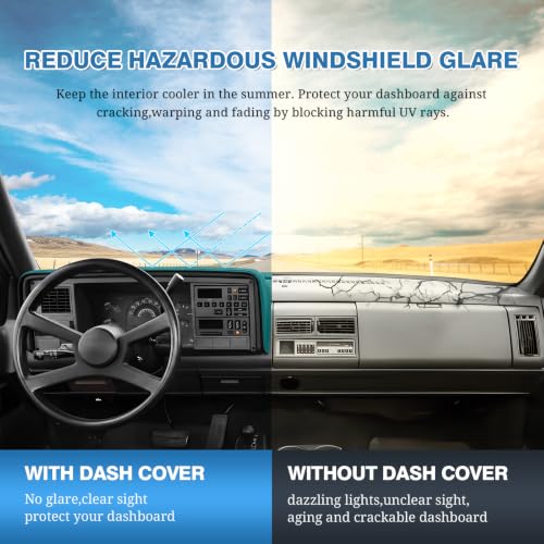 FIILINES Dash Cover Fit for 1988-1994 Chevrolet Silverado/GMC Sierra C1500 C2500 C3500 K1500 K2500 K3500, 1992-1994 GMC Yukon/Chevy Blazer Suburban Dashboard Mat Accessories Non-Slip No Glare Black - size: For Silverado 1988-1994