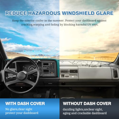 FIILINES Dash Cover Fit for 1988-1994 Chevrolet Silverado/GMC Sierra C1500 C2500 C3500 K1500 K2500 K3500, 1992-1994 GMC Yukon/Chevy Blazer Suburban Dashboard Mat Accessories Non-Slip No Glare Black - size: For Silverado 1988-1994