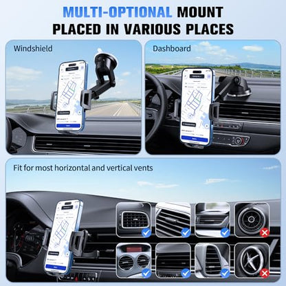 SUUSON Upgraded 3-in-1 Car Phone Holder Mount for Car, Carbon Black - color: Carbon Black