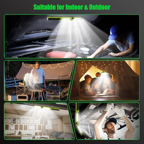 2 PCS Work Light Magnetic,2600ML LED Mechanic Lights, Rechargeable Light, Underhood Light with Hooks for Car Repairing/Garage/Workshop/Emergency/Inspection