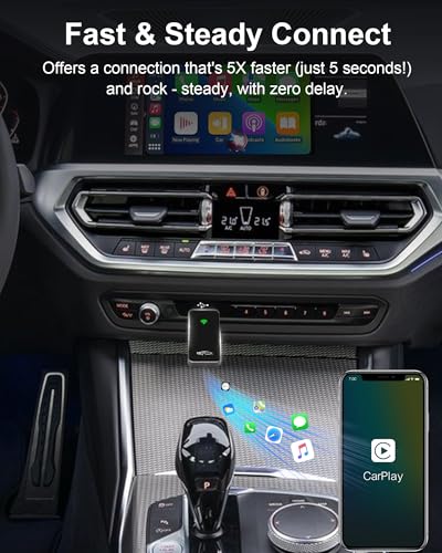 Wireless CarPlay Adapter for iPhone, Zinc Alloy & Tempered Glass Edition - Reliable 5.8GHz Wireless Dongle for Factory Wired CarPlay Cars, Instant Connection, No Overheating, Plug & Play