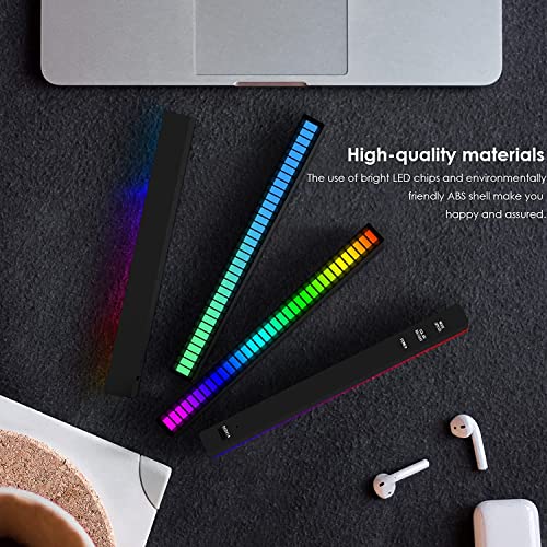 Soulpunk RGB Rechargeable Sound Control Light, Voice-Activated Pickup Music Rhythm Lights, Creative Colorful LED Ambient Light, with 15 Modes Music Sync 32-Bit Audio Spectrum for Car（4 Pack-App） - color: 4Pack-Black(App)