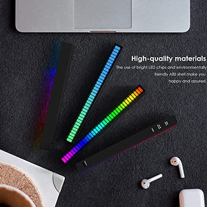 Soulpunk RGB Rechargeable Sound Control Light, Voice-Activated Pickup Music Rhythm Lights, Creative Colorful LED Ambient Light, with 15 Modes Music Sync 32-Bit Audio Spectrum for Car（4 Pack-App） - color: 4Pack-Black(App)