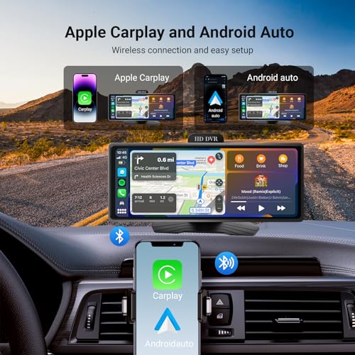 Haudio ‌10.26 Inch Wireless CarPlay & Android Auto Car Display with 1080P Dash Cam & Backup Camera All-in-One Smart Car Stereo Free 64GB SD Card - size: 10.26-Inch