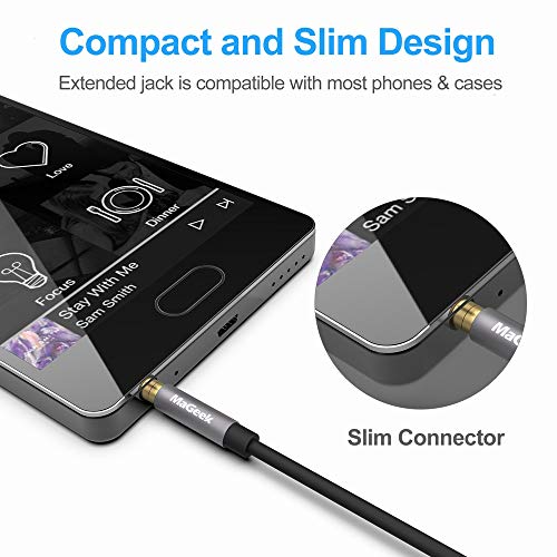 MaGeek 3.5mm Audio Aux Extension Cord, (6.6 ft / 2.0m) TRRS 4-Pole Headphone Cable Male to Female Auxiliary Extension Adapter Compatible with Beats, iPhone, iPad, Car Audio and More(Black) - size: 1-Pack_6.6ft