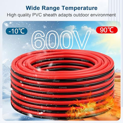 12 Gauge Wire - 12 AWG 2 Conductors Copper Wire Battery Cable Oxygen Free Copper Wire for Solar Panel, Automotive, Trailer, RV and Speaker (12 Gauge 20FT) - size: 20 FT, style: 12 AWG