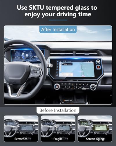 SKTU (2Pcs) 2027 Chevy Bolt Screen Protector for 2027+ Chevrolet Bolt EV (LT/RS) 11.3-Inch Navigation & 11-Inch Instrument Cluster Screen 2027 Chevy Bolt Accessories Screen Protective Film Tempered Glass [9H Hardness, Ultra HD, Anti-Glare&Scratch] - color