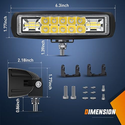 Nilight LED Pods 2PCS 6 Inch 60W Flood Spot Beam Combo Light Bar Driving Fog Off Road Lighting 12V 24V for Trucks UTV ATV Marine Boat Golf Cart Trailer - color: 60W Led Pods 2Pcs White