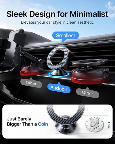 andobil for Magsafe Car Mount Compact Magnetic Phone Holder for Car Dash - style: Dashboard