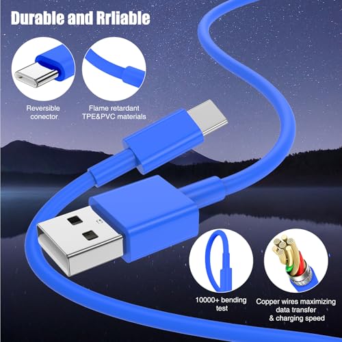 3-Pack Blue [3.3FT+3.3FT+6FT] USB A to USB C Cable, Compatible with iPhone 15/16, iPad, Samsung, MacBook, PS5 and More, Fast Charging, Carplay Cable - color: Blue, size: 6FT+3.3FT+3.3FT