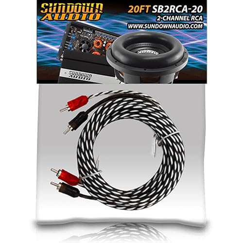 Sundown Audio SB2-20 RCA Cable - 2 Channel 20FT Stereo Audio Interconnect, Twisted Pair, Solid Conductor, High-Fidelity Sound, Rugged PVC Jacket for Car & Home Theater - size: 20 Feet