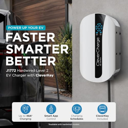 CleverCharge Level 2 EV Charger, 48A/240V, Hardwired, J1772 Connector