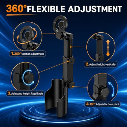 Car Cup Holder Phone Mount,Any car Model 360°Adjustable N52 Magnetic Stand,one-Handed Operation,Suitable for All Smartphones (Black,1Pcs)
