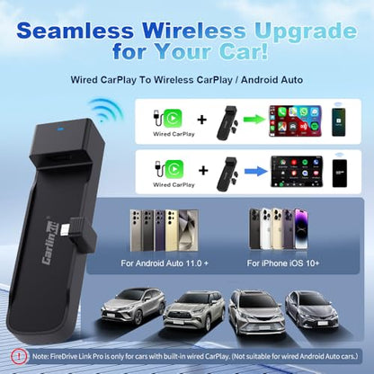 Carlinkit FireDrive Link Pro Car TV Converter, Wireless CarPlay Adapter with HDMI for Fire TV Stick Streaming, Convert Wired CarPlay to Wireless Android Auto & Apple CarPlay Dongle, Plug & Play