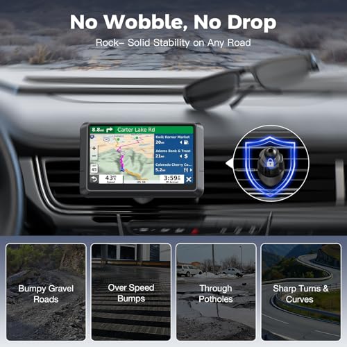 Garmin GPS Car Mount – Upgraded Metal Hook Air Vent Holder, 17mm Ball Air Vent Mount Compatible with Garmin Nuvi, Drive, DriveSmart, Dezl & Other 17mm Ball GPS Devices - color: Black