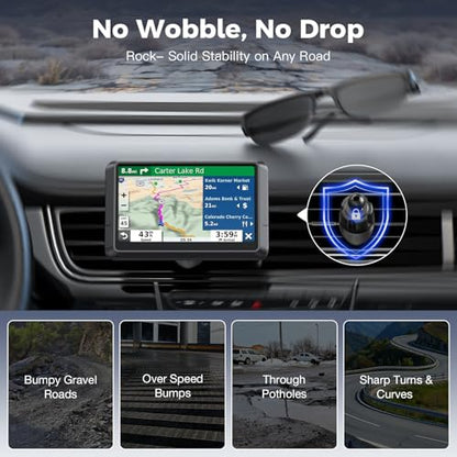 Garmin GPS Car Mount – Upgraded Metal Hook Air Vent Holder, 17mm Ball Air Vent Mount Compatible with Garmin Nuvi, Drive, DriveSmart, Dezl & Other 17mm Ball GPS Devices - color: Black