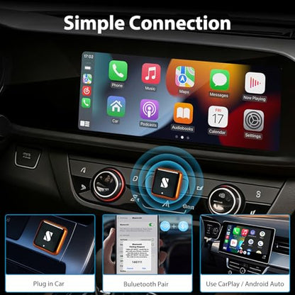 sunweyer Wireless CarPlay Adapter S46 Orange L-Shape Apple Android Auto