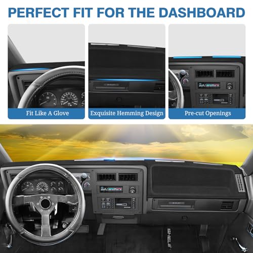 FIILINES Dash Cover for 1987-1996 Dodge Dakota, Dashboard Mat Exact Fit for Dakota Interior Accessories Dashboard Pad Carpet Dash Mat Sunshade Non-Slip Polyester Protector No Glare Black - size: For Dakota 1987-1996