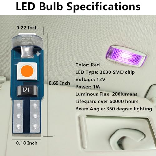 ecocstm 12 PCS T5 LED Bulbs, 74 73 37 2721 Instrument Cluster Light Bulb - color: Pinkish Purple