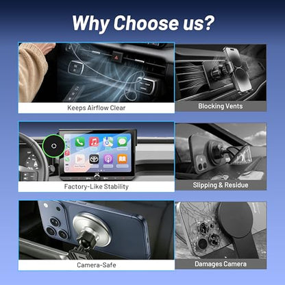 Phone Holder for Toyota RAV4 (2026, 10.5" Screen), MagSafe Car Mount Charger, 15W Wireless Charging, Car Adapter Included, Magnetic Screen Phone Mount, 360° & Hands-Free, RAV 4 Interior Accessories - size: Toyota RAV4 | 2026 (10.5" Screen)