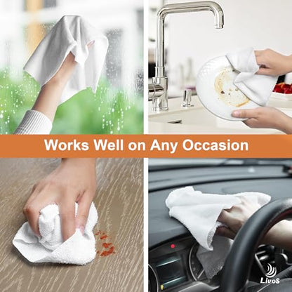 LIVOS Microfiber Cleaning Cloth Roll - 80 Pack, Reusable Paper Towels, White Tear Away, Microfiber Towels for Car, Super Absorbent Lint Free Cleaning Rags for House, Kitchen,Window- 11.5"x11.5" - color: White