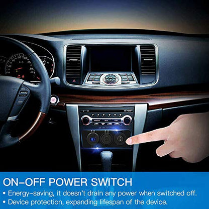 FXC 4 in 1 Marine Switch Panel, 12V 4.8A Dual USB Charger Socket Power Outlet & LED Voltmeter & Cigarette Lighter Socket & LED Lighted ON Off Rocker Toggle Switch for Truck Car Marine Boat RV