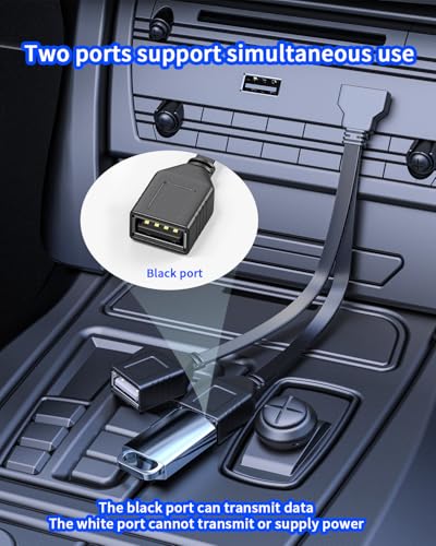 4 Inch USB Splitter Extension Cable, USB Male to Dual Female Adapter, 90 Degree Up Angle Right Angle Design, USB Port Expander for Car, CarPlay, Charging Devices and Data Transfer