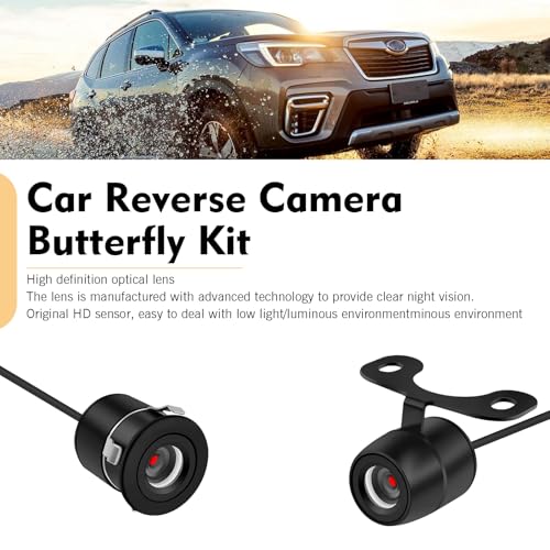 Backup Camera, HD 12V 170°Wide Angle Car Camera, Waterproof Reverse Camera with Video Cable Power Cord Screws & 2 in 1 Mount, Universal for Cars Trucks SUVs (Black)