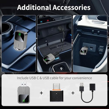 Wireless CarPlay Adapter-2025 Upgrade Built-in Wired CarPlay to Car Play Wireless Easy Use Plug&Play Fast Stable Connection Mini USB&Reset Button Design for Cars After 2016 (Only for iPhone)